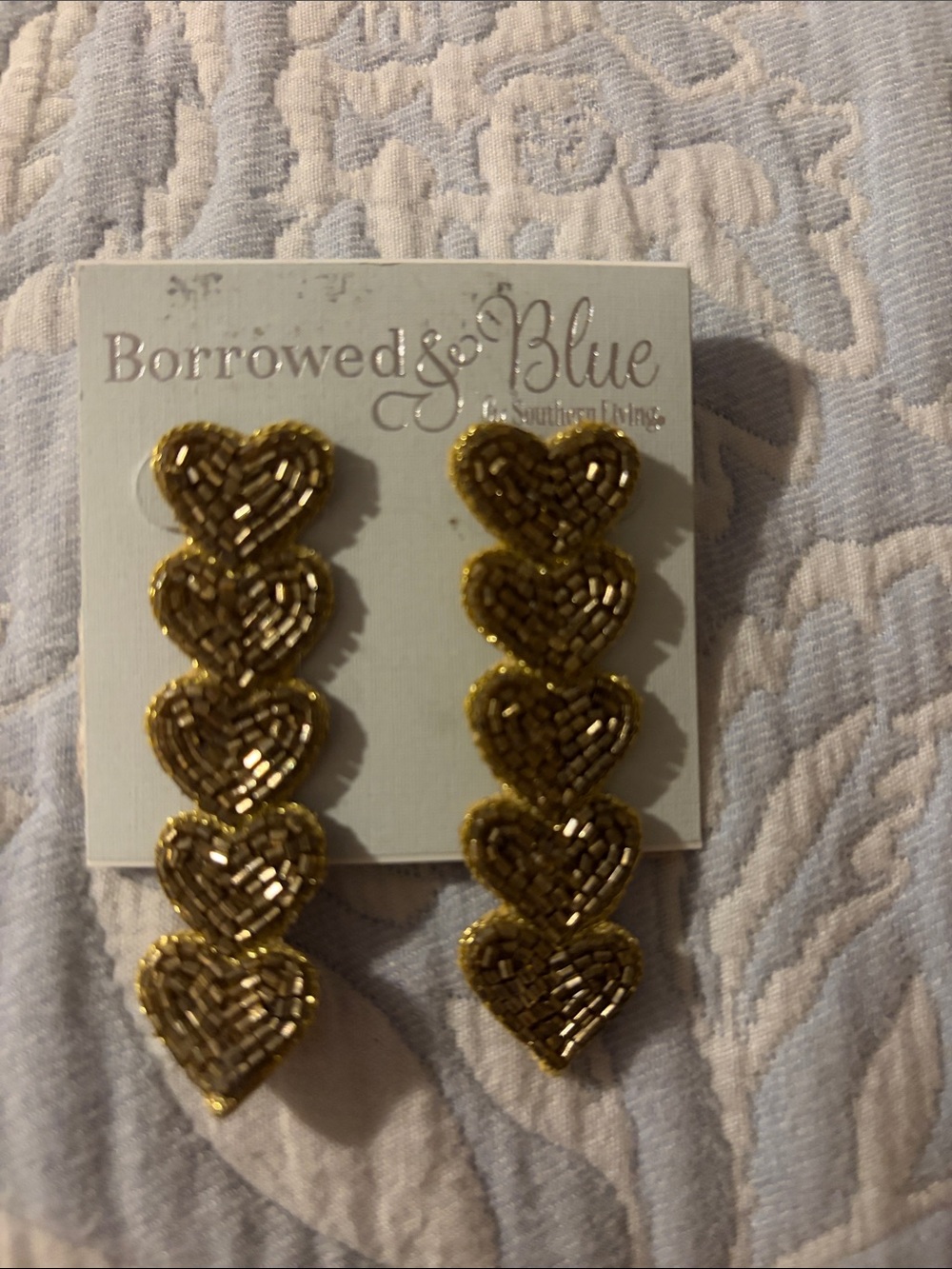 Southern Living Gold Beaded Heart Drop Earrings